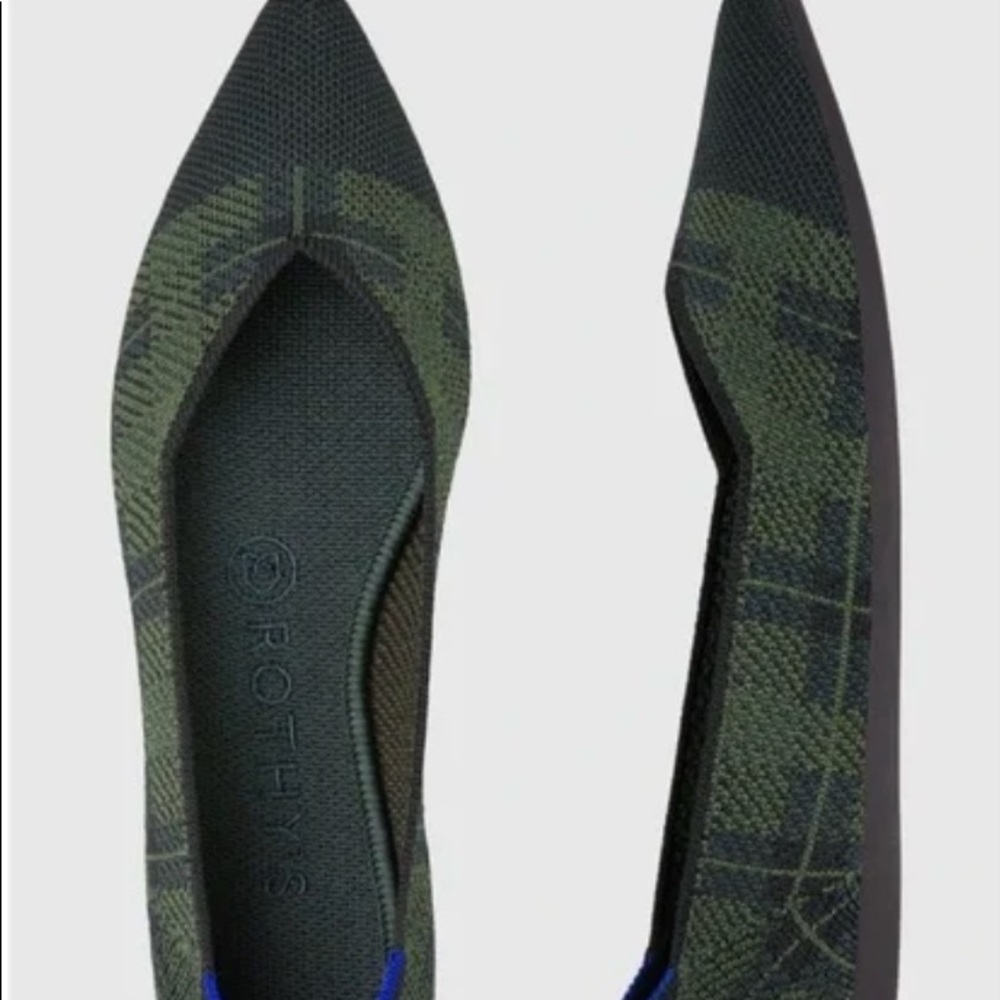 Rothy’s Pointed Flats in Racer Green Check